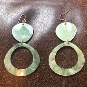 Green jade resin earrings